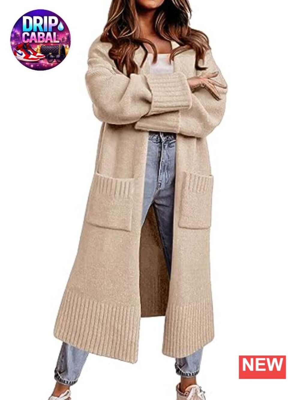 Open Front Knit Cardigan Sweater for Women